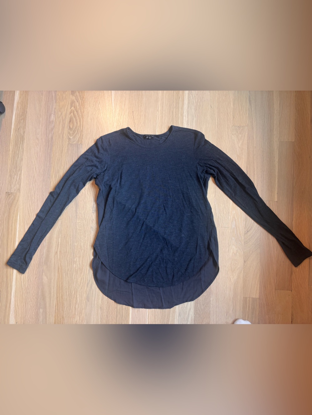 Theory P Long Sleeve Modal Layered Hem Top Gray Women’s